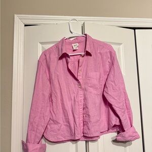 GAP Womens Vibrant Pink Button-Down Shirt